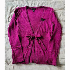 MNG fuchsia angora-blend cardigan (Size S)